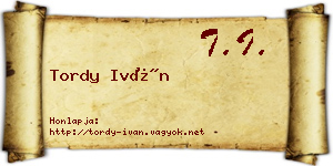 Tordy Iván névjegykártya