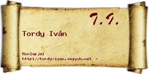 Tordy Iván névjegykártya